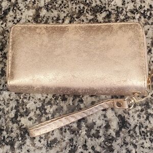 Maurices Rose Gold Shimmer Zipper Wallet